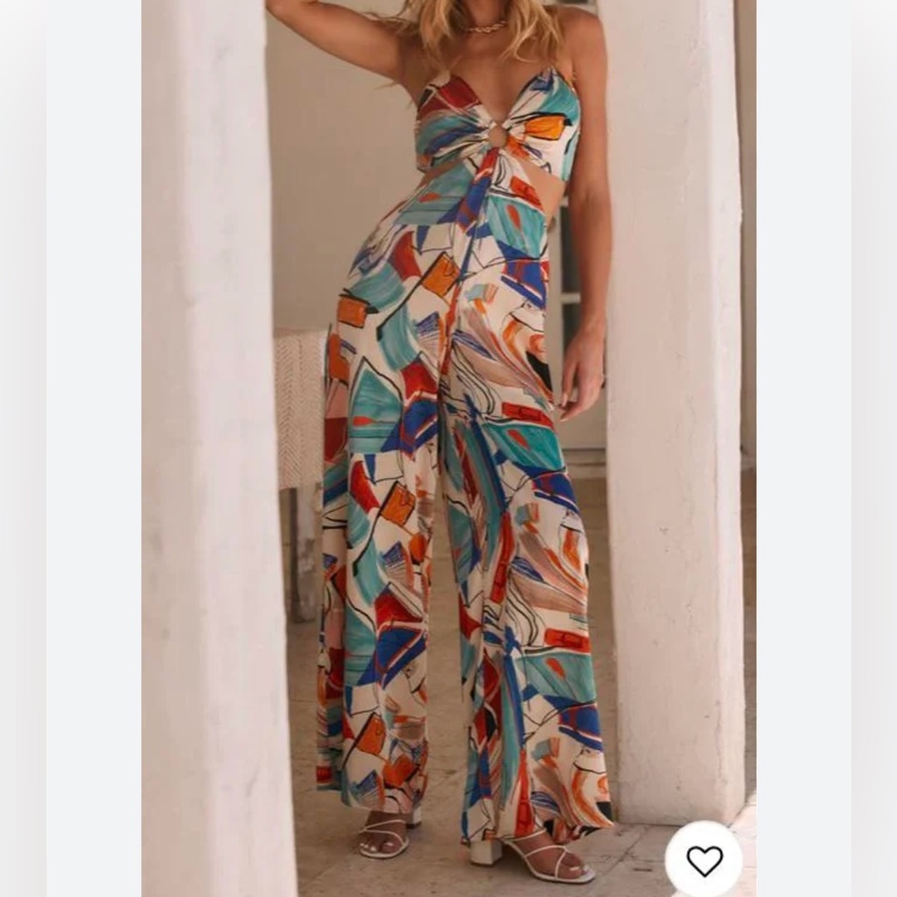 Colorful Abstract Women's Silk Jumpsuit